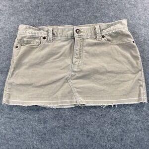 Vintage Hollister Y2K Light Tan Micro Mini Skirt Sz 7 Raw Hem Grunge Early 2000s
